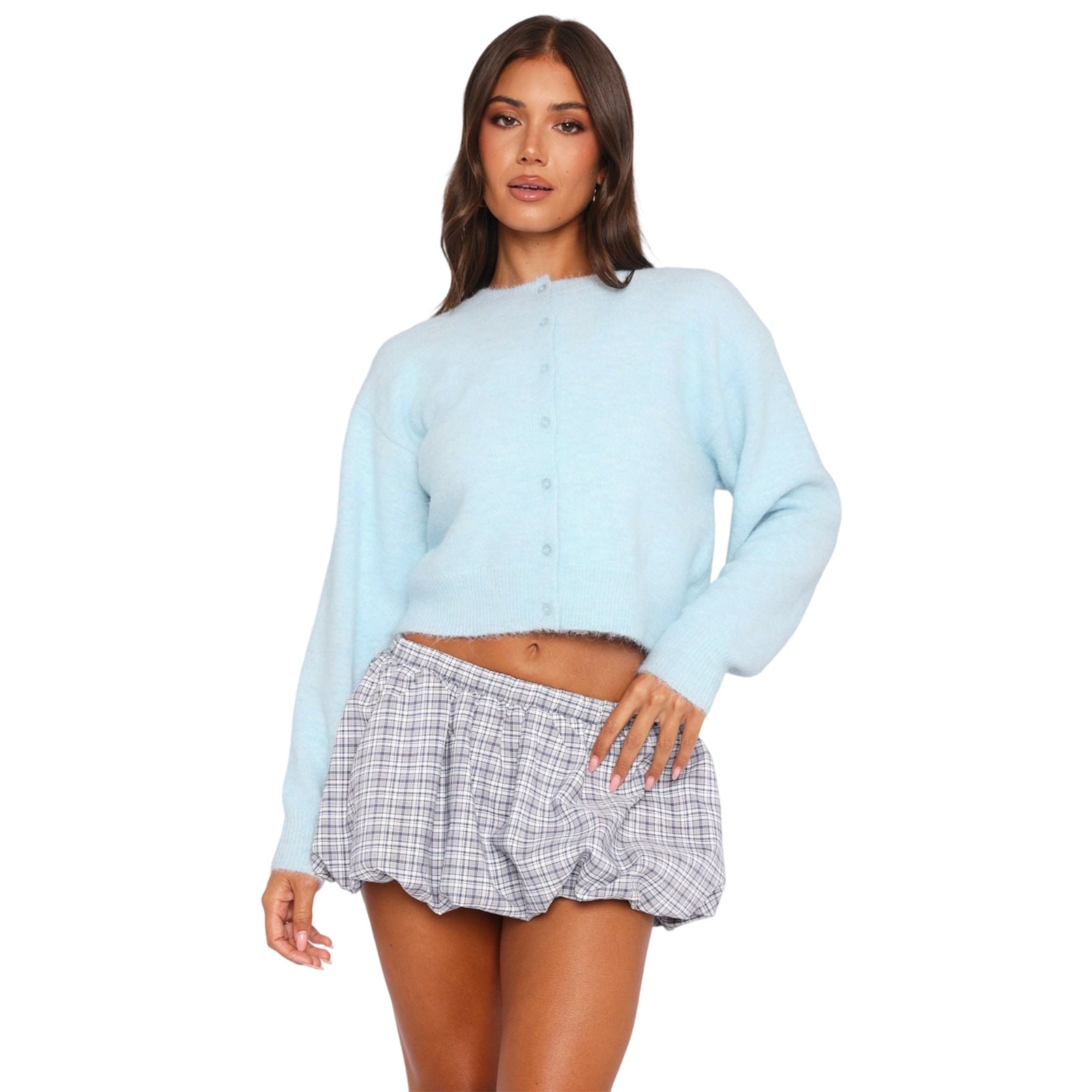 SHASA™ - Casual Cropped Long Sleeve Cardigan
